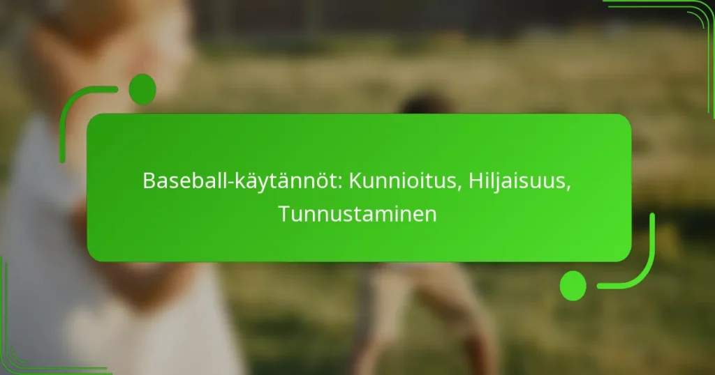 Baseball-käytännöt: Kunnioitus, Hiljaisuus, Tunnustaminen