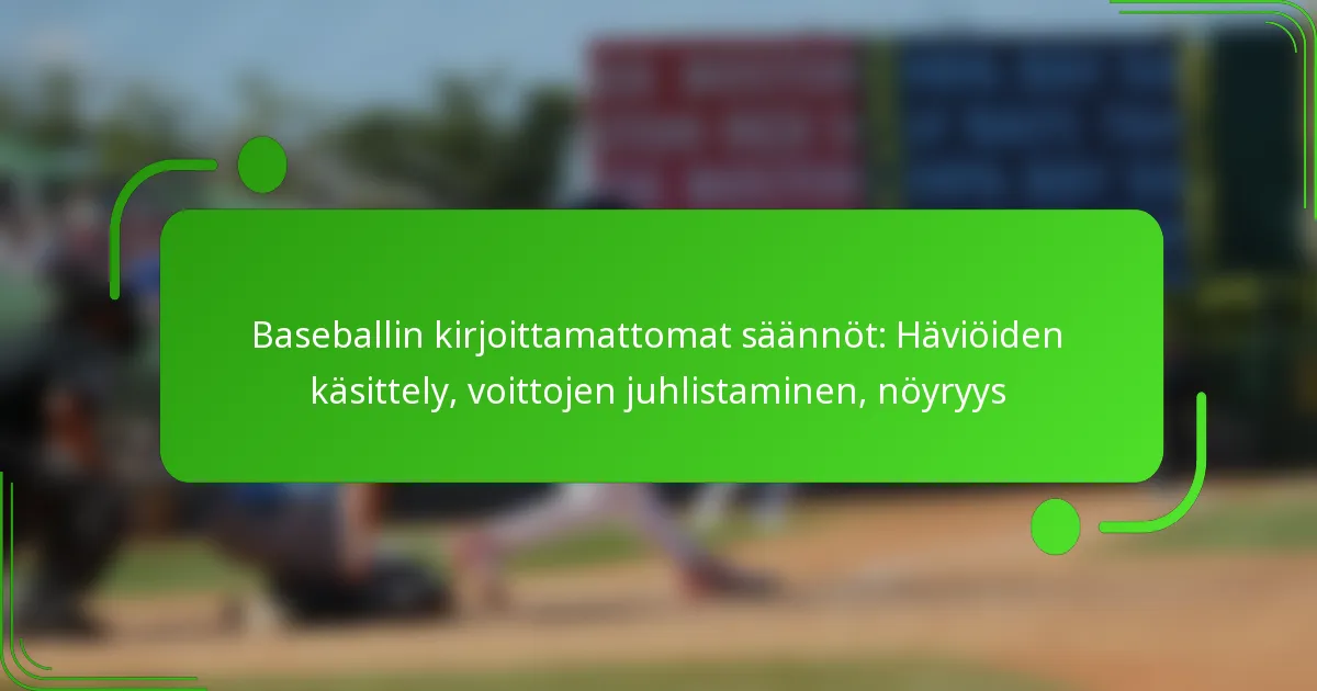 Baseballin kirjoittamattomat säännöt: Häviöiden käsittely, voittojen juhlistaminen, nöyryys