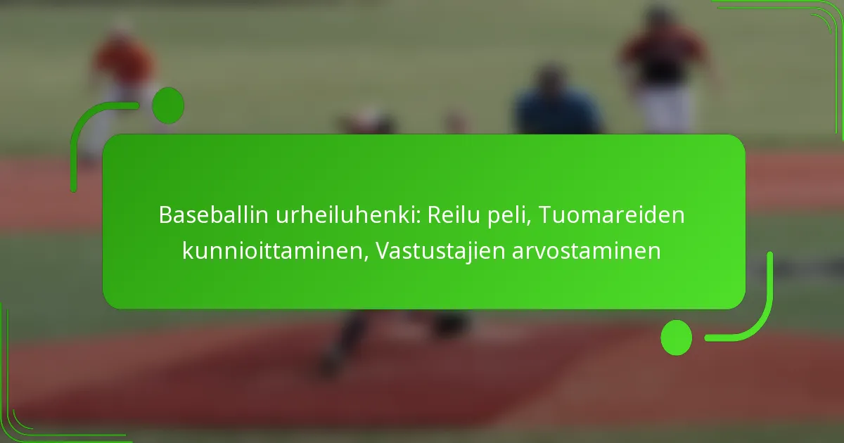 Baseballin urheiluhenki: Reilu peli, Tuomareiden kunnioittaminen, Vastustajien arvostaminen