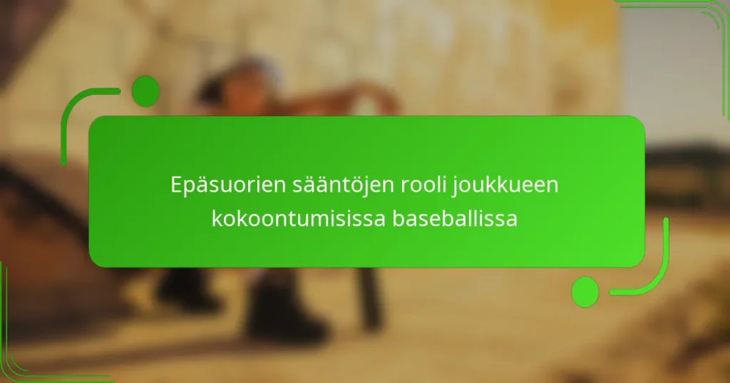Epäsuorien sääntöjen rooli joukkueen kokoontumisissa baseballissa