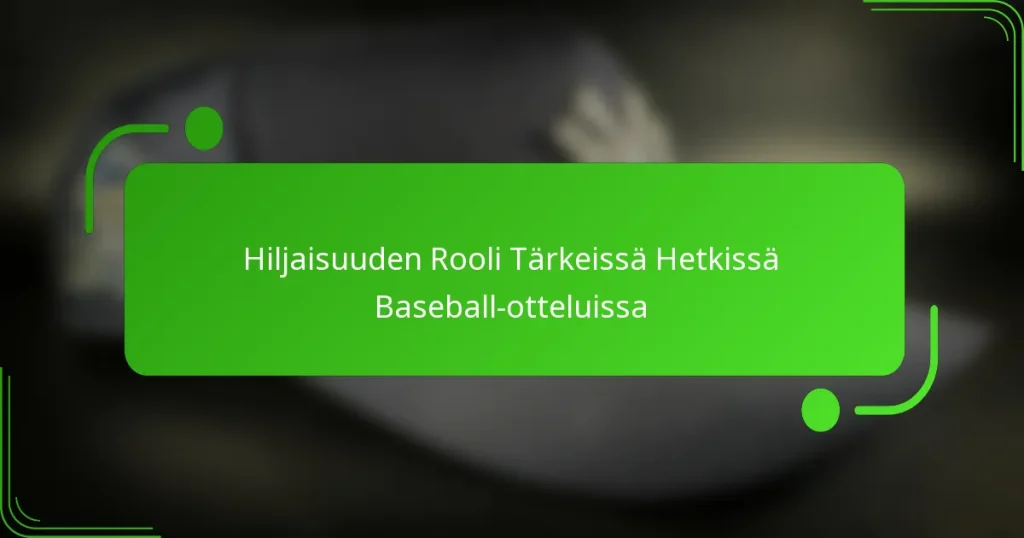 Hiljaisuuden Rooli Tärkeissä Hetkissä Baseball-otteluissa