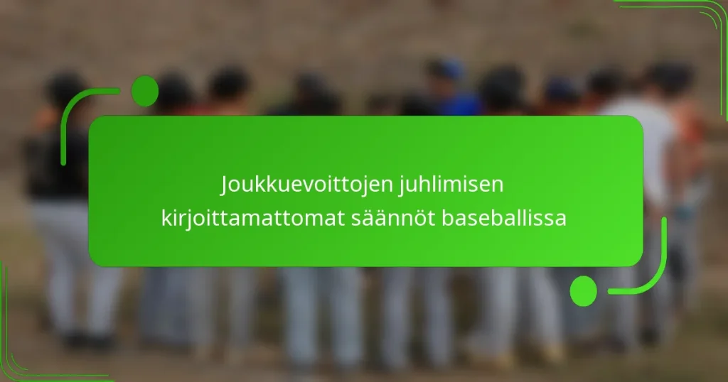 Joukkuevoittojen juhlimisen kirjoittamattomat säännöt baseballissa