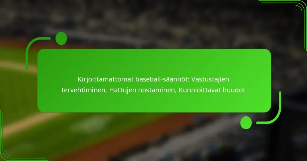 Kirjoittamattomat baseball-säännöt: Vastustajien tervehtiminen, Hattujen nostaminen, Kunnioittavat huudot
