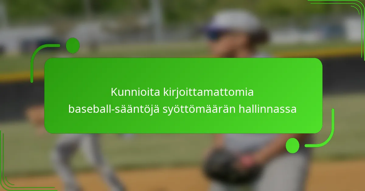 Kunnioita kirjoittamattomia baseball-sääntöjä syöttömäärän hallinnassa