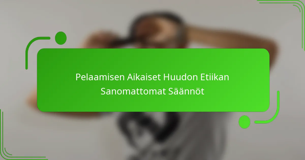 Pelaamisen Aikaiset Huudon Etiikan Sanomattomat Säännöt