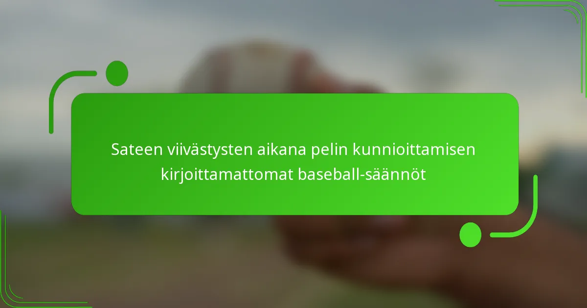 Sateen viivästysten aikana pelin kunnioittamisen kirjoittamattomat baseball-säännöt
