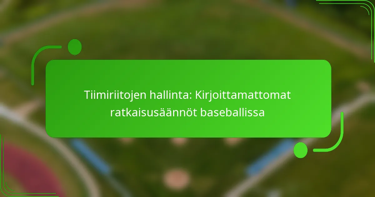 Tiimiriitojen hallinta: Kirjoittamattomat ratkaisusäännöt baseballissa