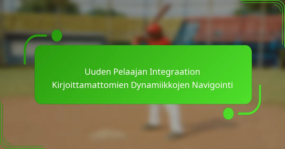 Uuden Pelaajan Integraation Kirjoittamattomien Dynamiikkojen Navigointi