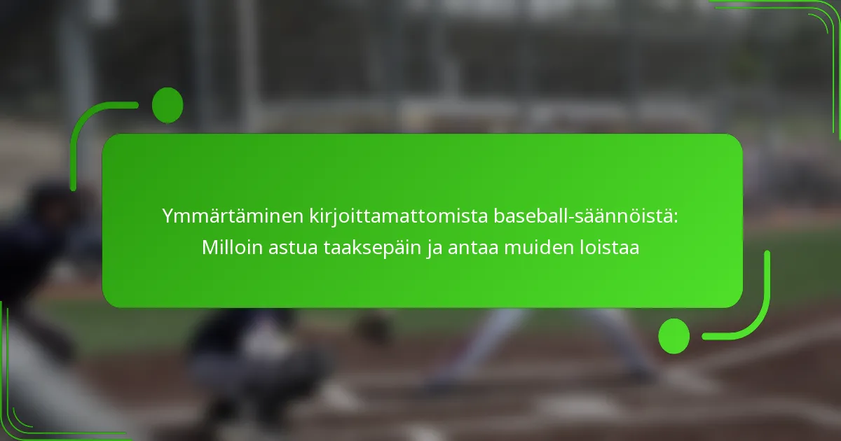 Ymmärtäminen kirjoittamattomista baseball-säännöistä: Milloin astua taaksepäin ja antaa muiden loistaa