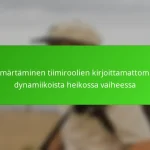 Ymmärtäminen tiimiroolien kirjoittamattomista dynamiikoista heikossa vaiheessa