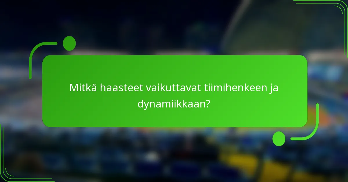 Mitkä haasteet vaikuttavat tiimihenkeen ja dynamiikkaan?